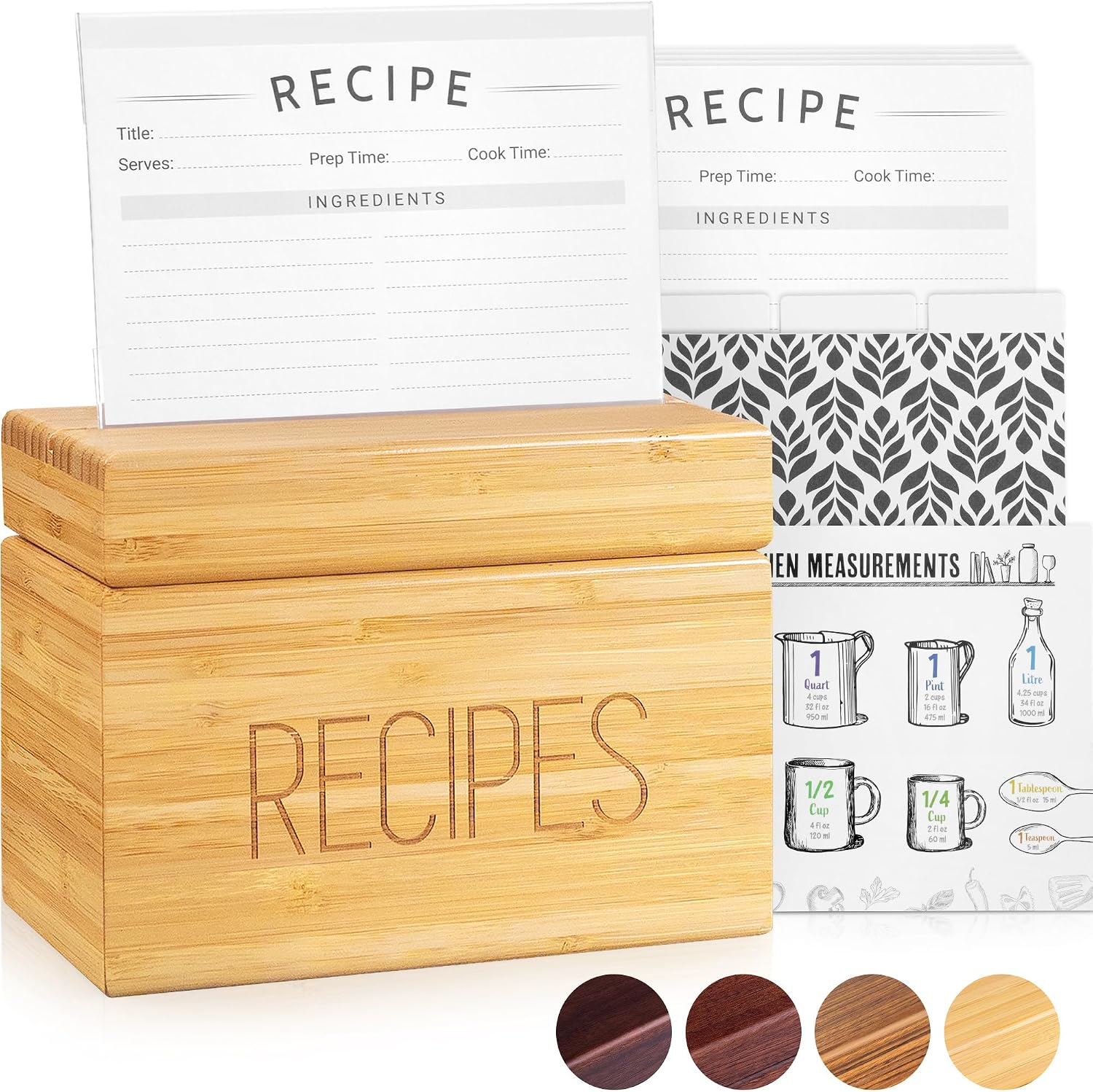 Apace Living Store Family Recipe Box with Blank Cards